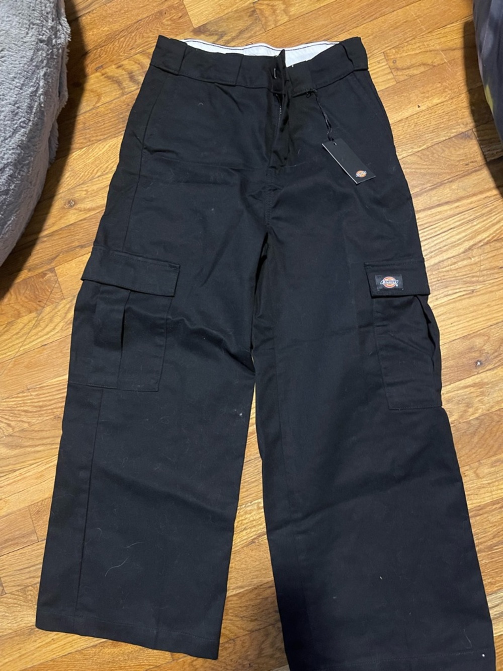 Dickies Black Work Pants with White Waistband Detail